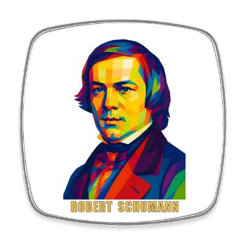 WPAP Polygon Portrait Robert Schumann Komponist - Viereckiger Kühlschrankmagnet - Weiß - Vorne