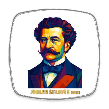 WPAP Polygon Portrait Johann Strauss (Son) - Square fridge magnet - white - Front
