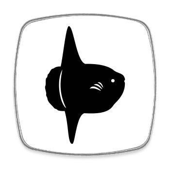 Mondfisch - Mola Mola - Viereckiger Kühlschrankmagnet - Weiß - Vorne