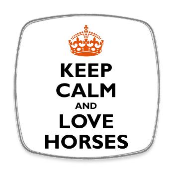 Keep Calm & Love Horses - Viereckiger Kühlschrankmagnet - Weiß - Vorne