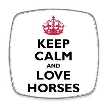 Keep Calm and Love Horses - Viereckiger Kühlschrankmagnet - Weiß - Vorne