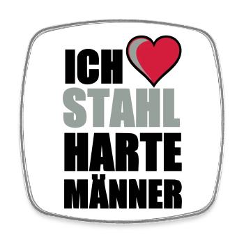 Stahlharte Männer Geschenk - Viereckiger Kühlschrankmagnet - Weiß - Vorne