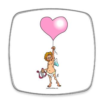 Cupid's Got Balloon Blues: Full Color Design - Square fridge magnet - white - Front