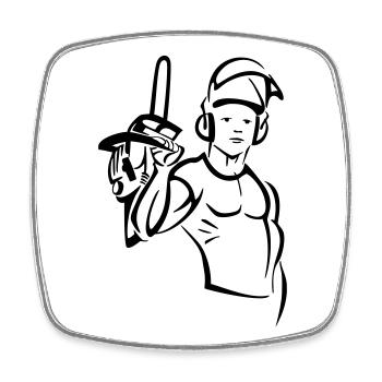 Élagueur à la tronçonneuse - Magnet carré - blanc - Devant