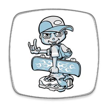 Skater boy flex - Square fridge magnet - white - Front