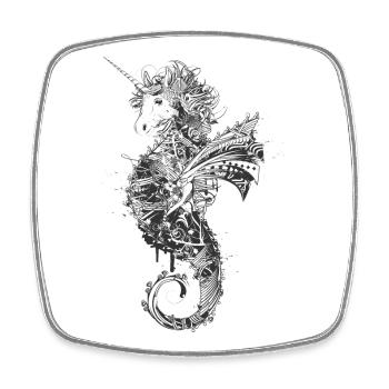 Unicorn seahorse - Square fridge magnet - white - Front