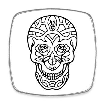 Decorated skull with roses - Square fridge magnet - white - Front