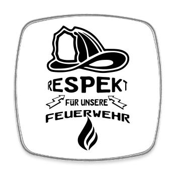 Feuerwehr Respekt Geschenk - Viereckiger Kühlschrankmagnet - Weiß - Vorne