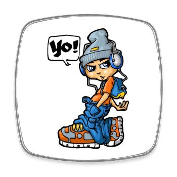 Boy saying Yo - Viereckiger Kühlschrankmagnet - Weiß - Vorne