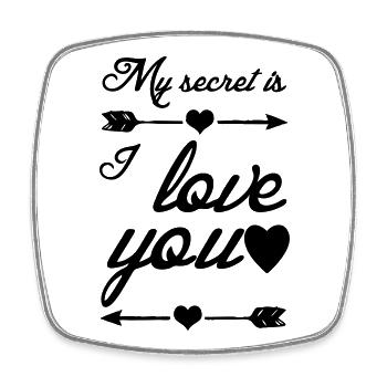Secret Love Liebe, Sprüche, Geschenk Paar - Viereckiger Kühlschrankmagnet - Weiß - Vorne