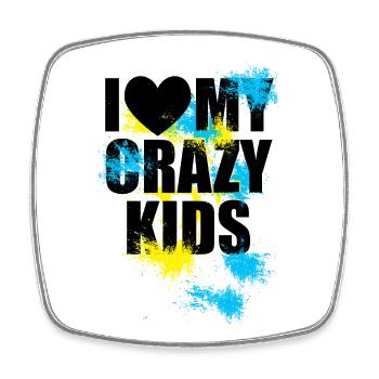 Crazy kids - Viereckiger Kühlschrankmagnet - Weiß - Vorne