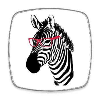 Zebra mit Brille - Viereckiger Kühlschrankmagnet - Weiß - Vorne