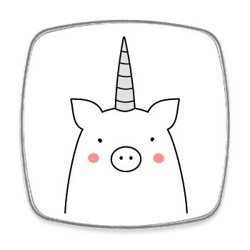 funny pig unicorn sow gift idea - Square fridge magnet - white - Front