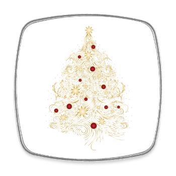 Christmas tree in gold - Square fridge magnet - white - Front