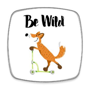 Be Wild Fuchs mit seinem Roller - Kinder - Lustig - Viereckiger Kühlschrankmagnet - Weiß - Vorne
