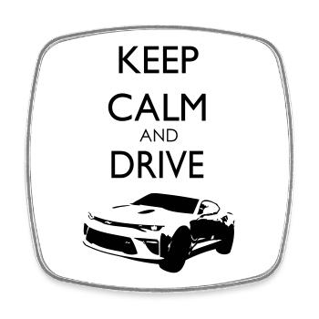 Keep Calm and Drive Camaro - Viereckiger Kühlschrankmagnet - Weiß - Vorne