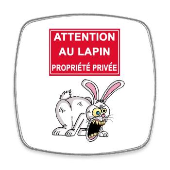 Attention au lapin blanc - Magnet carré - blanc - Devant