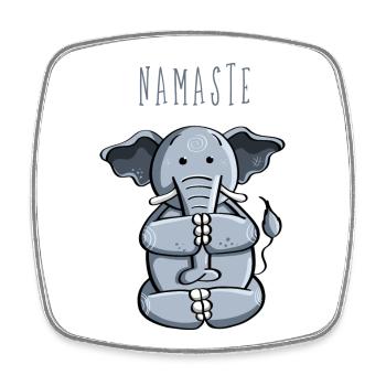 Namaste Yoga Elephant - Meditation - Fun - Comic - Square fridge magnet - white - Front