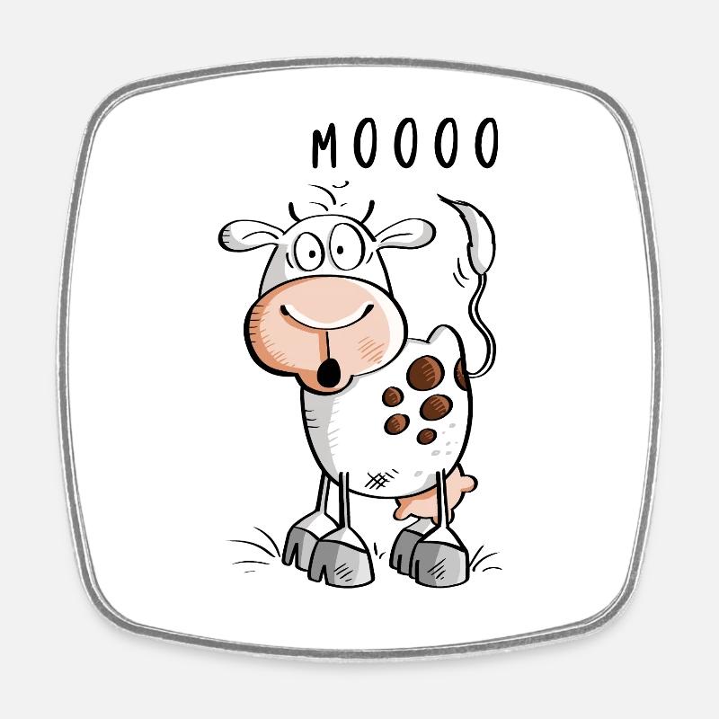 Mooo cow cartoon - cows - Square fridge magnet - white