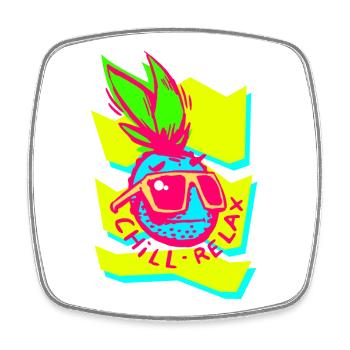 Neon Ananas Chill Relax Grafik - Viereckiger Kühlschrankmagnet - Weiß - Vorne