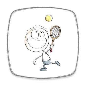 Lustiger Tennis Spieler Strichmännchen - Viereckiger Kühlschrankmagnet - Weiß - Vorne