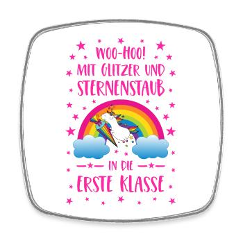 Unicorn Glitter and Stardust First Class Pink - Square fridge magnet - white - Front