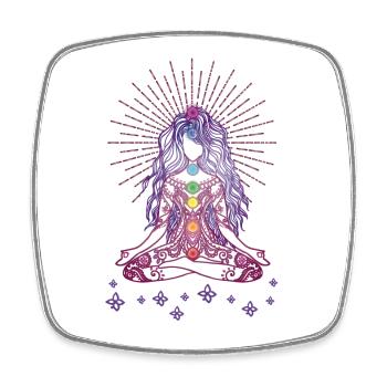 Boho Yoga Style Mädel Happy Mind Happy Life - Viereckiger Kühlschrankmagnet - Weiß - Vorne
