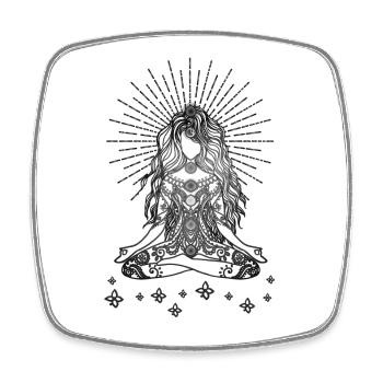 Boho Yoga Fille Happy Life - Magnet carré - blanc - Devant