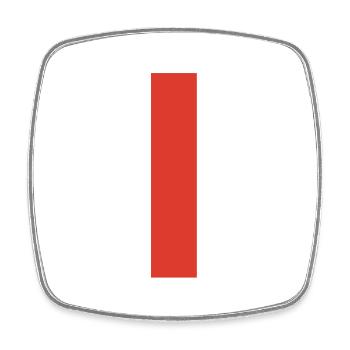 Red vertical bar on T-shirt - Square fridge magnet - white - Front