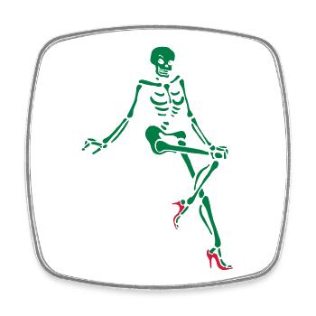 Pin up skeleton with high heels 2 - Square fridge magnet - white - Front