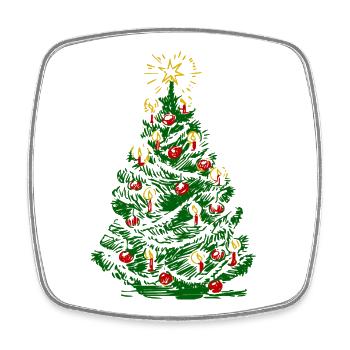Weihnachtsbaum mit Kerzen und Stern - Viereckiger Kühlschrankmagnet - Weiß - Vorne