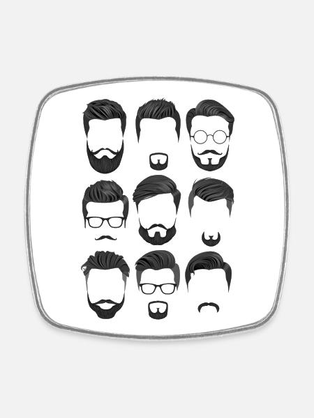 Beard and haircut pattern - Square fridge magnet - white