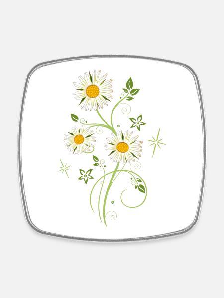 Marguerites Fleurs sauvages Été - Magnet carré - blanc