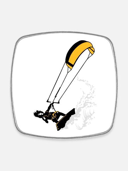 Kitesurfer and wave flex - Magnet carré - blanc