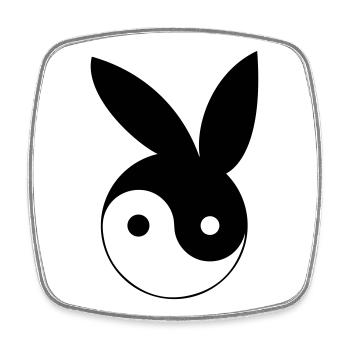 Ying und Yang mit Bunny Ohren - Viereckiger Kühlschrankmagnet - Weiß - Vorne