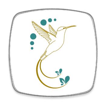Colibri jaune avec ornements - Magnet carré - blanc - Devant