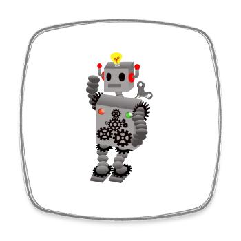 Petit Robot Futuriste Amical - Magnet carré - blanc - Devant