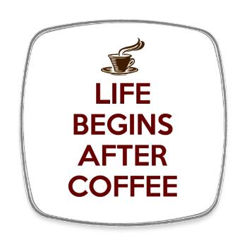 DAS LEBEN BEGINNT NACH DEM KAFFEE Geschenk - Viereckiger Kühlschrankmagnet - Weiß - Vorne