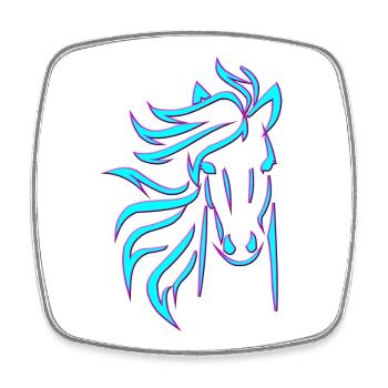 Blue Horse - Viereckiger Kühlschrankmagnet - Weiß - Vorne