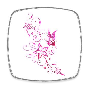 Papillon rose vrille fleurs d'été - Magnet carré - blanc - Devant