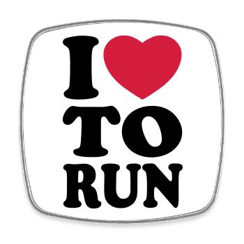 I love to run - Ich liebe es zu laufen - Viereckiger Kühlschrankmagnet - Weiß - Vorne