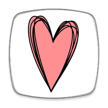 Heart Pink Scribble Doodle Gift Love - Square fridge magnet - white - Front