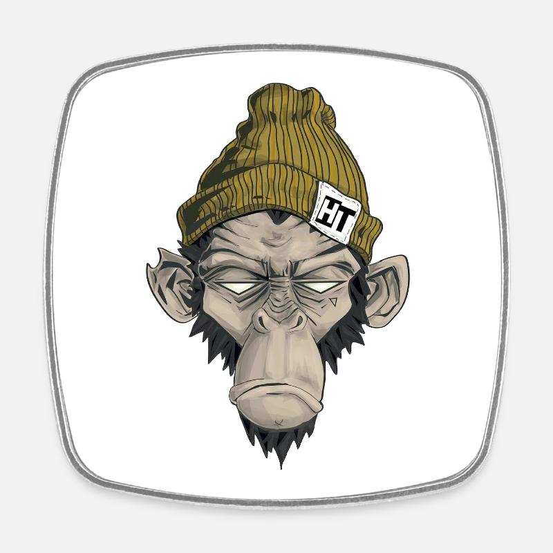 Rap Monkey - Magnet carré - blanc
