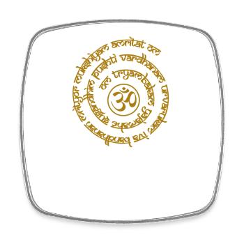 Yoga Mantra Motive Tryambakam Heilmantra Gold - Square fridge magnet - white - Front