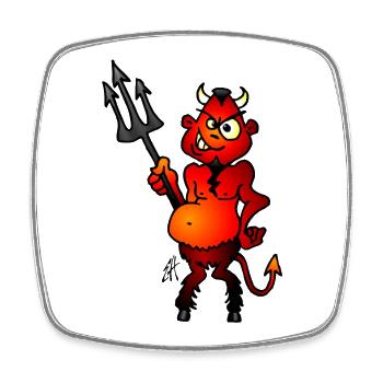 Fat red devil - Square fridge magnet - white - Front