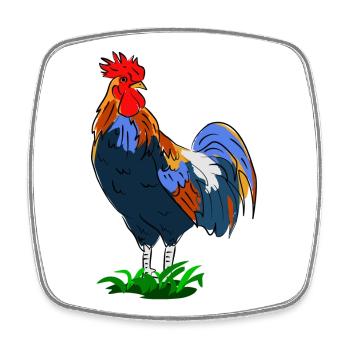Farbenfroher Hahn im Cartoon-Stil - Viereckiger Kühlschrankmagnet - Weiß - Vorne