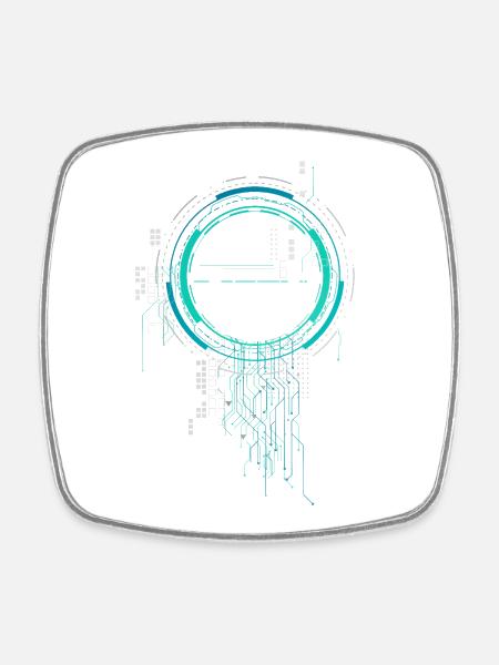 cpu pc nerd vaisseau spatial sci-fi carte mère lol cod - Magnet carré - blanc