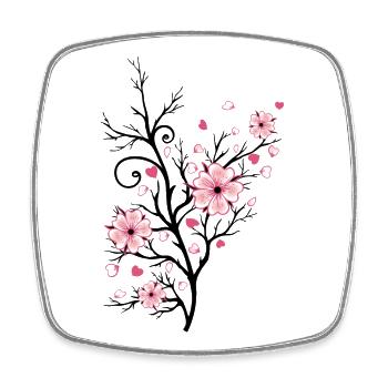 Cherry Tree Cherry Blossoms with Hearts Sakura Spring - Square fridge magnet - white - Front