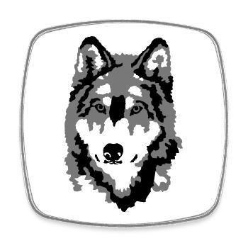 loup - Magnet carré - blanc - Devant