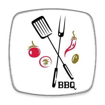 BBQ, barbecue, grill, cook - Square fridge magnet - white - Front
